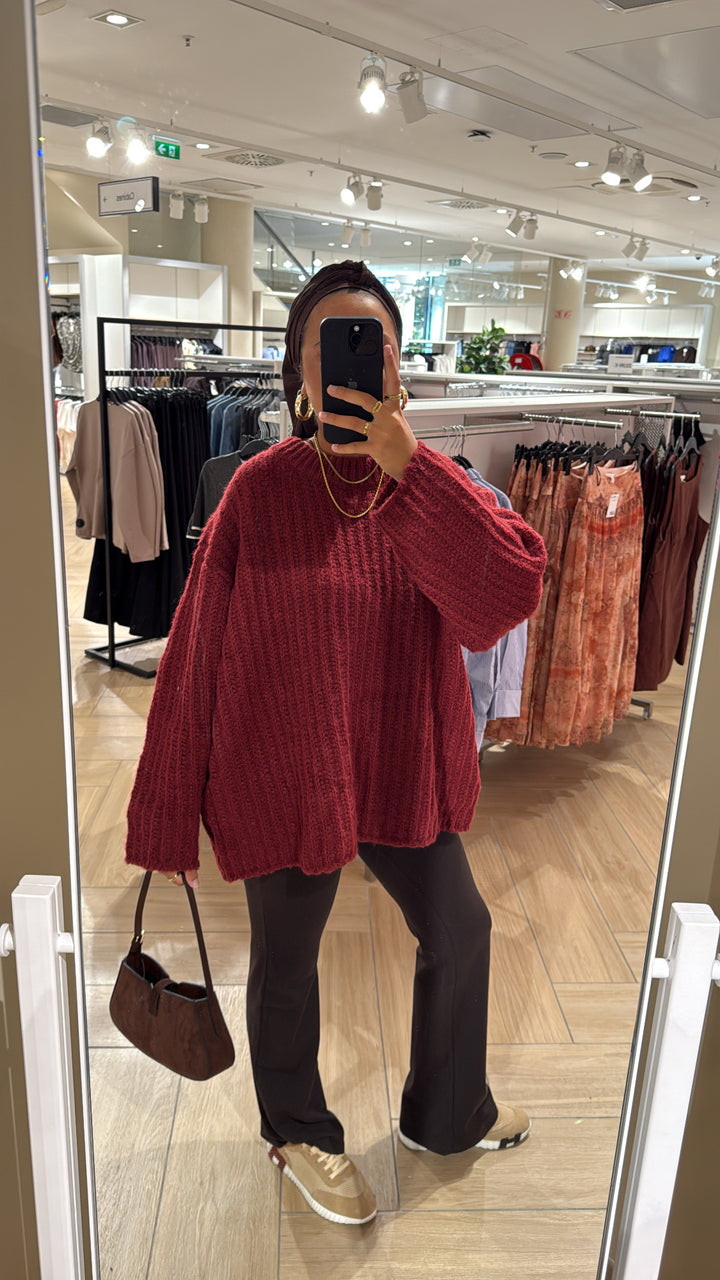 Pull maille bordeaux