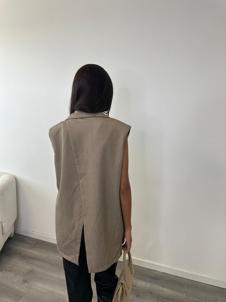 Blazer sans manche taupe