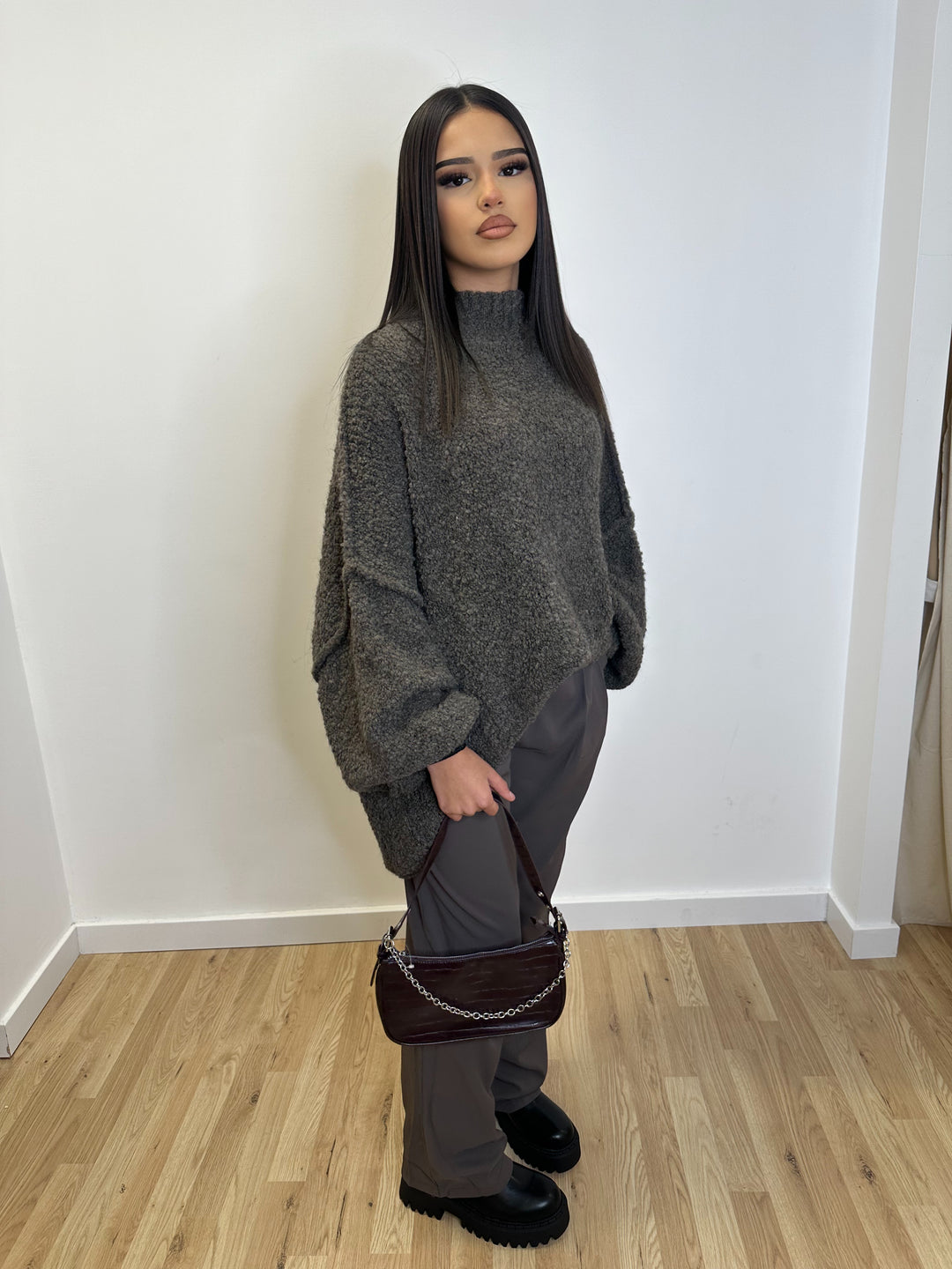 Pull oversize marron qualité +