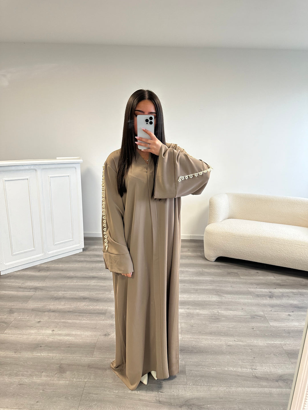 Abaya Perle Marron