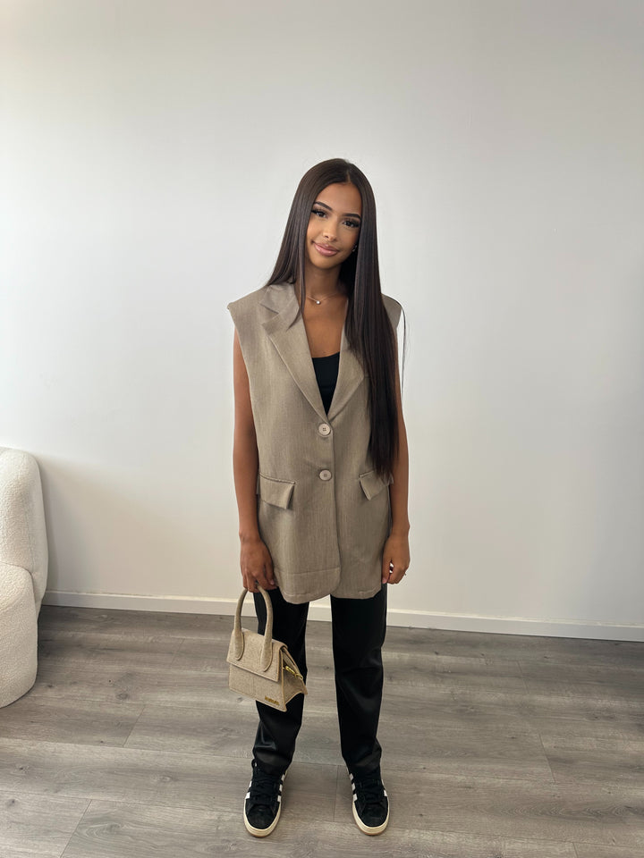 Blazer sans manche taupe