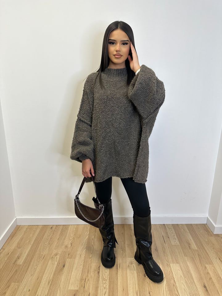 Pull oversize marron qualité +