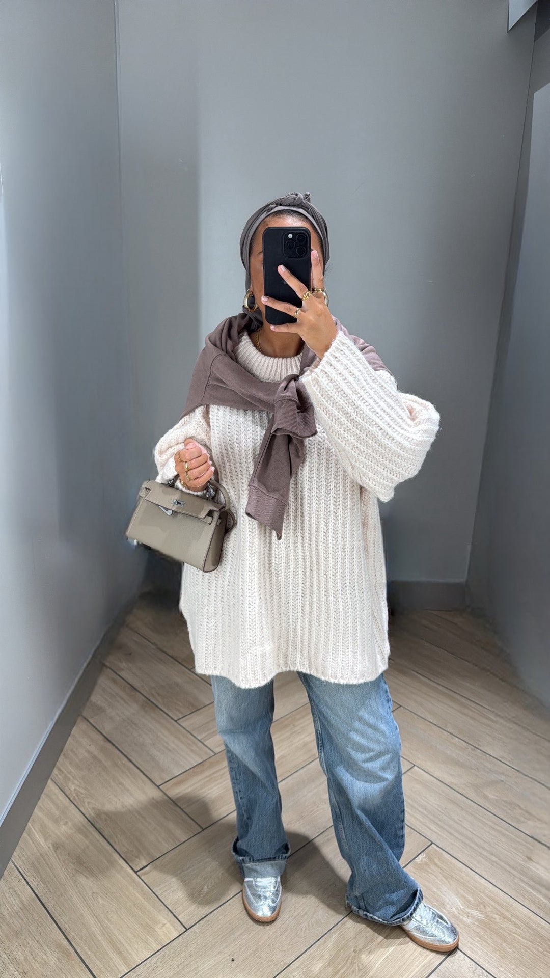 Pull maille beige
