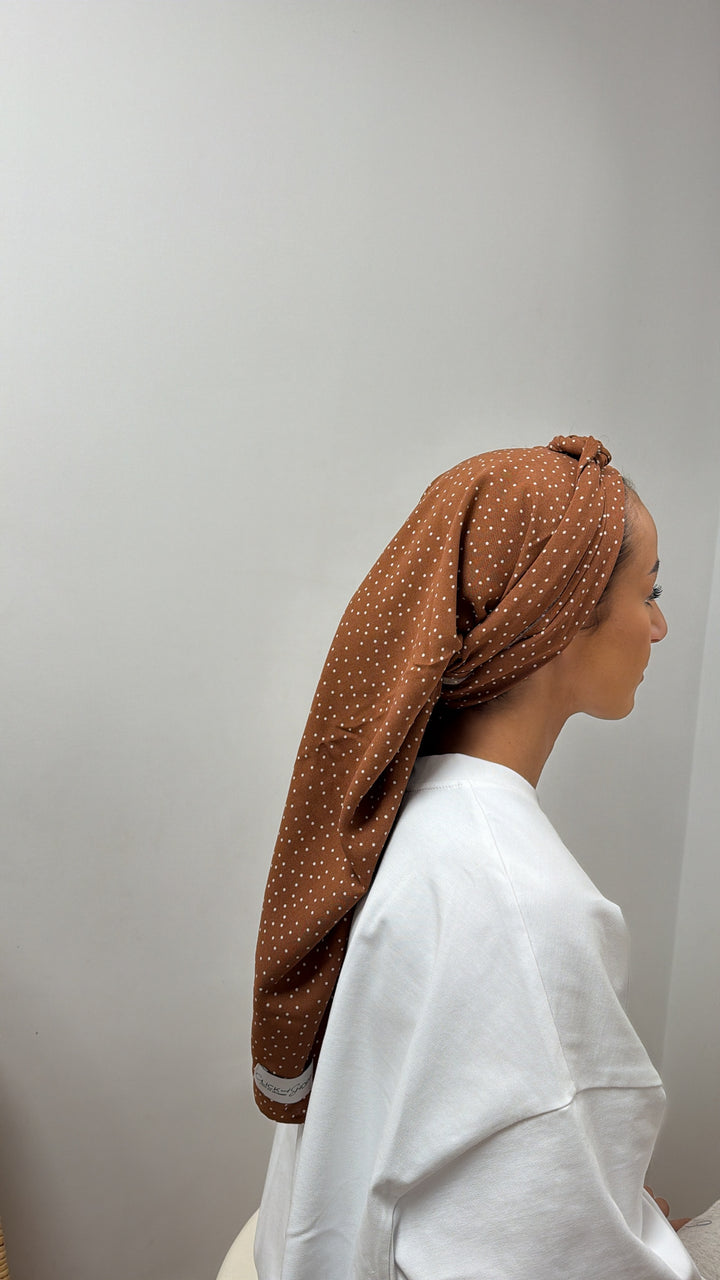 Carré de soie coton petit pois marron édition limité