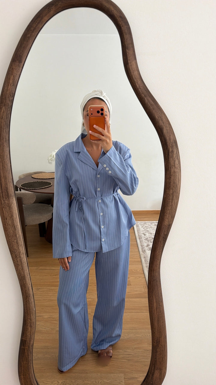 Ensemble rayé bleu